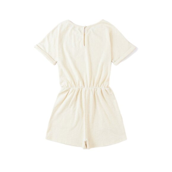 🤎 Beige Ribbed Elastic Waist Romper – Sizes M, L, XL - Picture 4 of 4